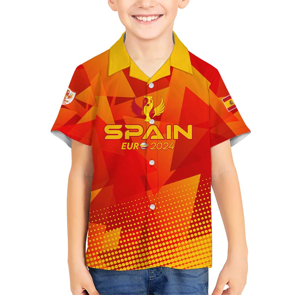 Personalized Spain Football 2024 Kid Hawaiian Shirt Trophy Wing Style - Wonder Print Shop