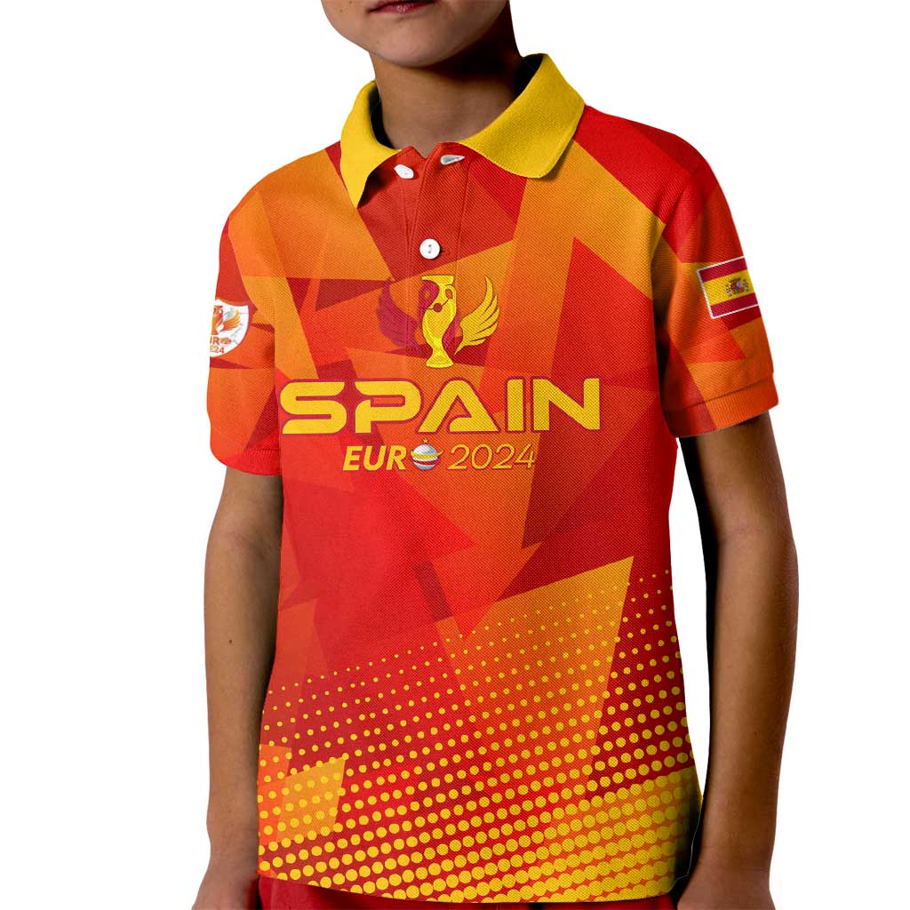 Personalized Spain Football 2024 Kid Polo Shirt Trophy Wing Style - Wonder Print Shop