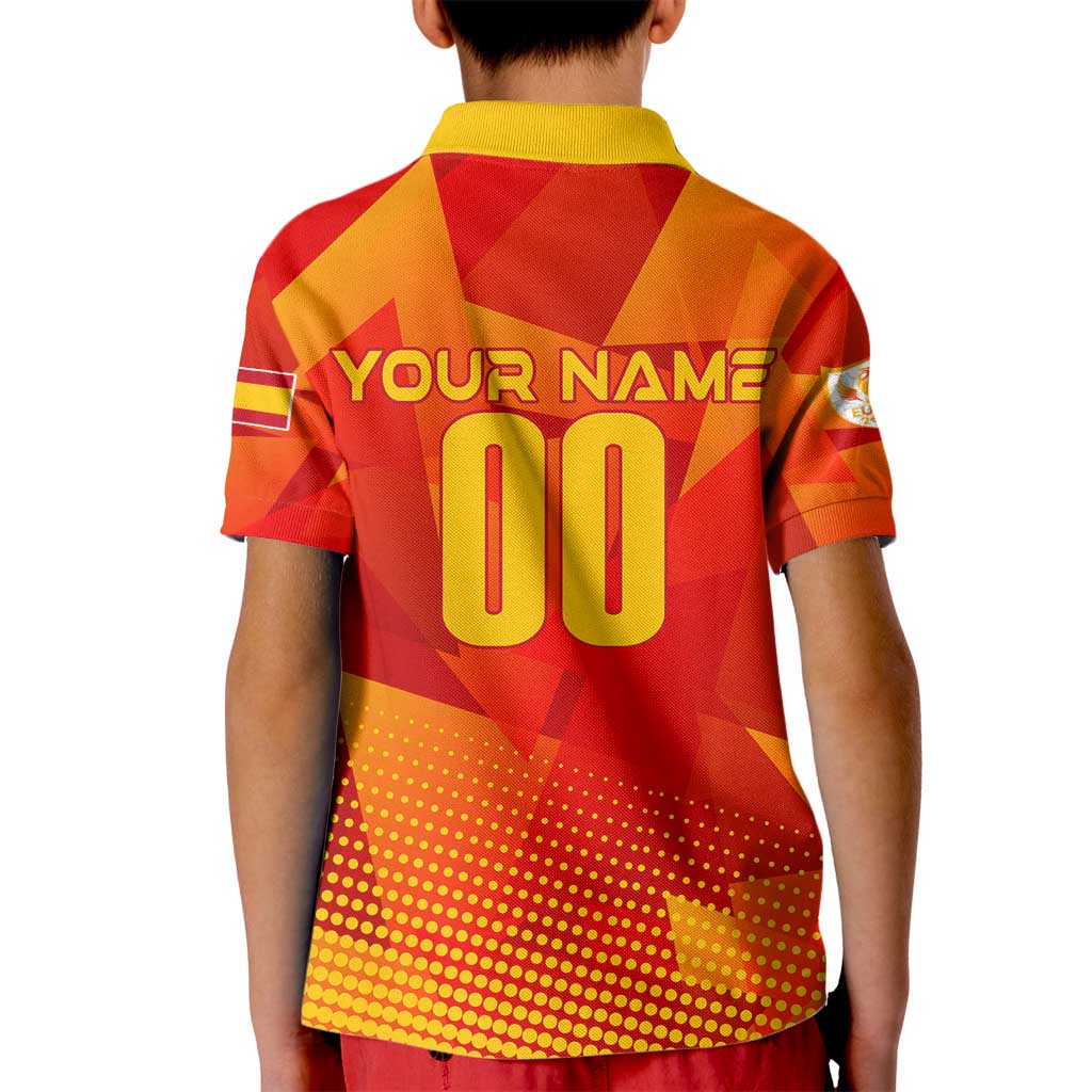 Personalized Spain Football 2024 Kid Polo Shirt Trophy Wing Style - Wonder Print Shop