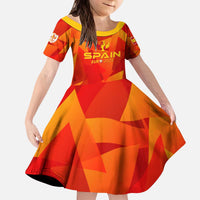 Personalized Spain Football 2024 Kid Short Sleeve Dress Trophy Wing Style - Wonder Print Shop
