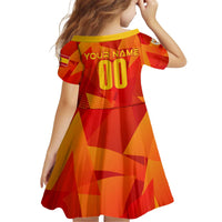 Personalized Spain Football 2024 Kid Short Sleeve Dress Trophy Wing Style - Wonder Print Shop