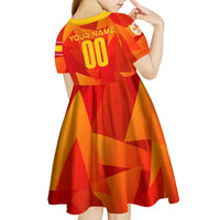 Personalized Spain Football 2024 Kid Short Sleeve Dress Trophy Wing Style - Wonder Print Shop