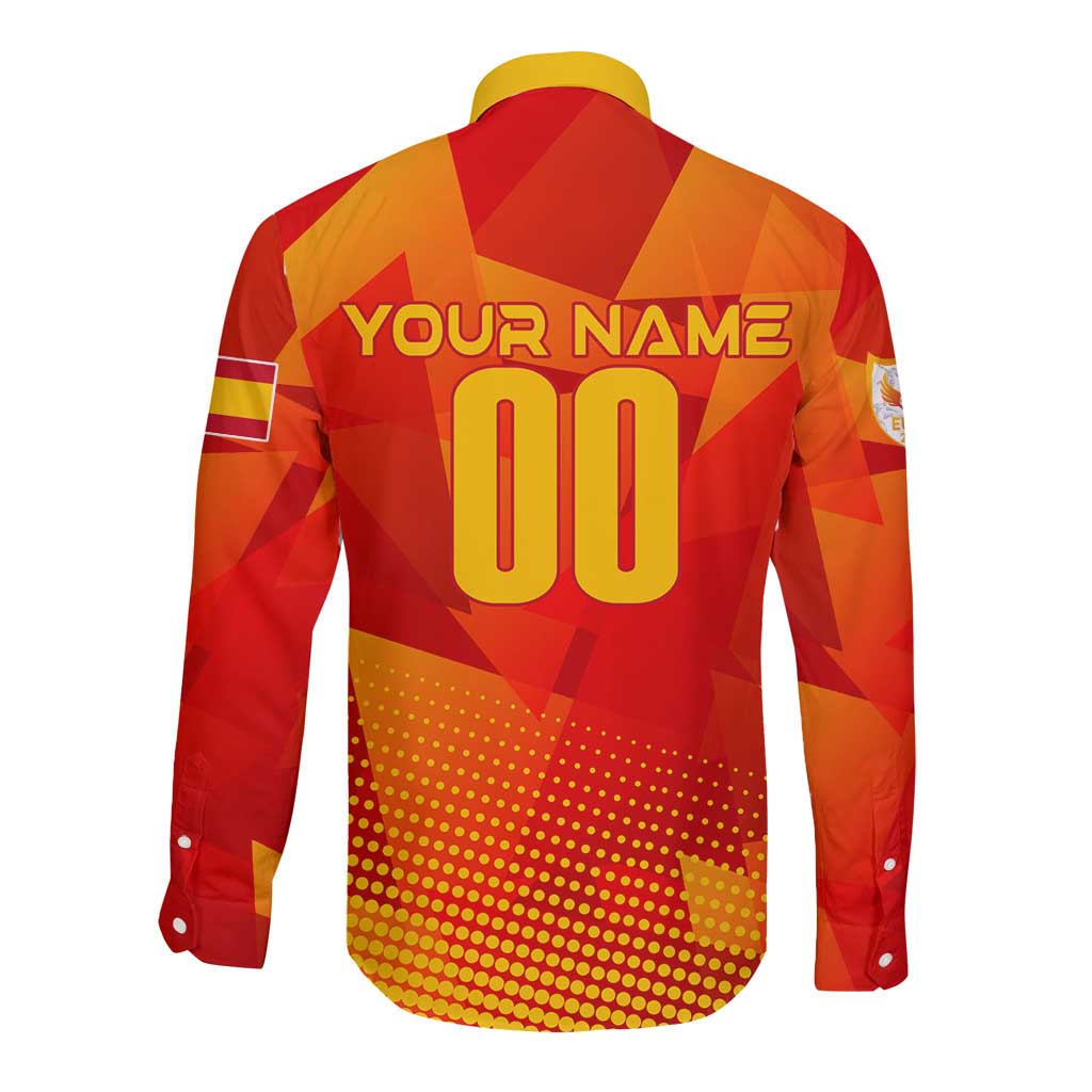 Personalized Spain Football 2024 Long Sleeve Button Shirt Trophy Wing Style - Wonder Print Shop