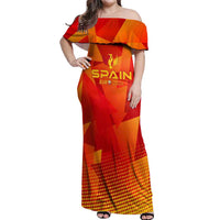 Personalized Spain Football 2024 Off Shoulder Maxi Dress Trophy Wing Style - Wonder Print Shop