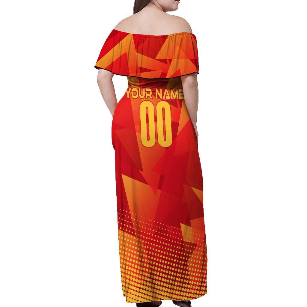 Personalized Spain Football 2024 Off Shoulder Maxi Dress Trophy Wing Style - Wonder Print Shop