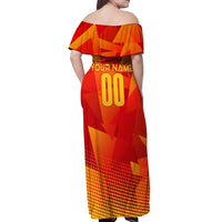 Personalized Spain Football 2024 Off Shoulder Maxi Dress Trophy Wing Style - Wonder Print Shop
