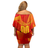 Personalized Spain Football 2024 Off Shoulder Short Dress Trophy Wing Style - Wonder Print Shop