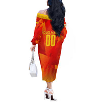 Personalized Spain Football 2024 Off The Shoulder Long Sleeve Dress Trophy Wing Style - Wonder Print Shop