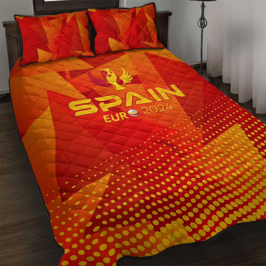 Spain Football 2024 Quilt Bed Set Trophy Wing Style - Wonder Print Shop