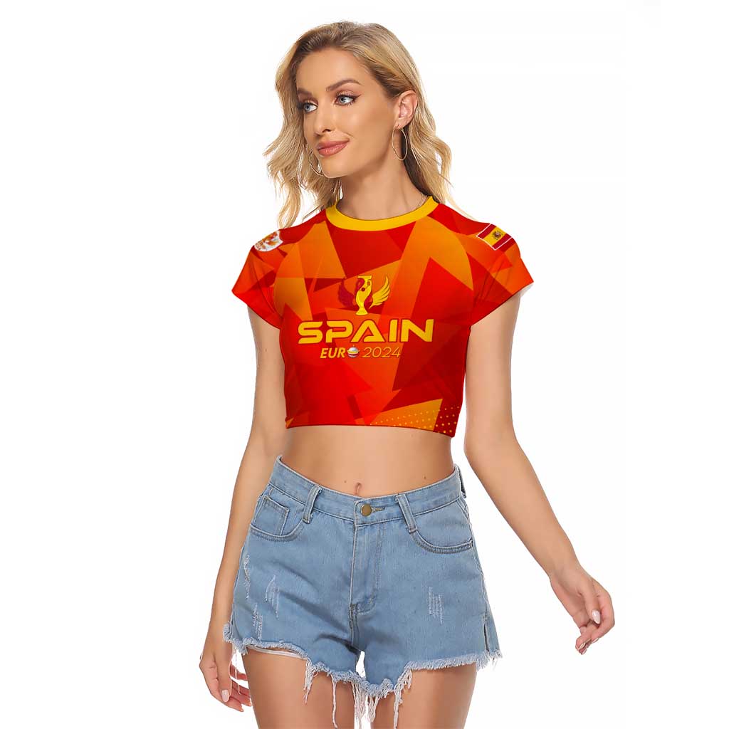 Personalized Spain Football 2024 Raglan Cropped T Shirt Trophy Wing Style - Wonder Print Shop