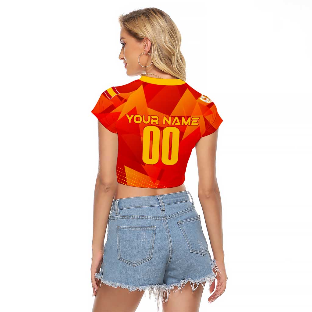 Personalized Spain Football 2024 Raglan Cropped T Shirt Trophy Wing Style - Wonder Print Shop
