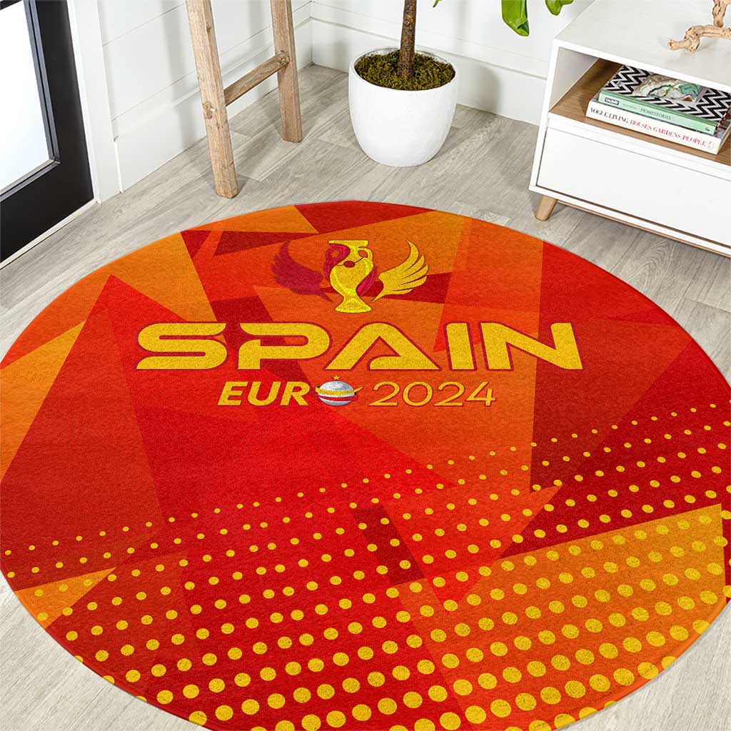 Spain Football 2024 Round Carpet Trophy Wing Style