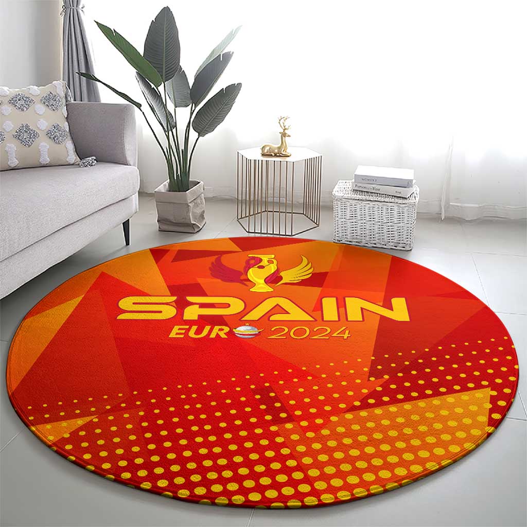 Spain Football 2024 Round Carpet Trophy Wing Style