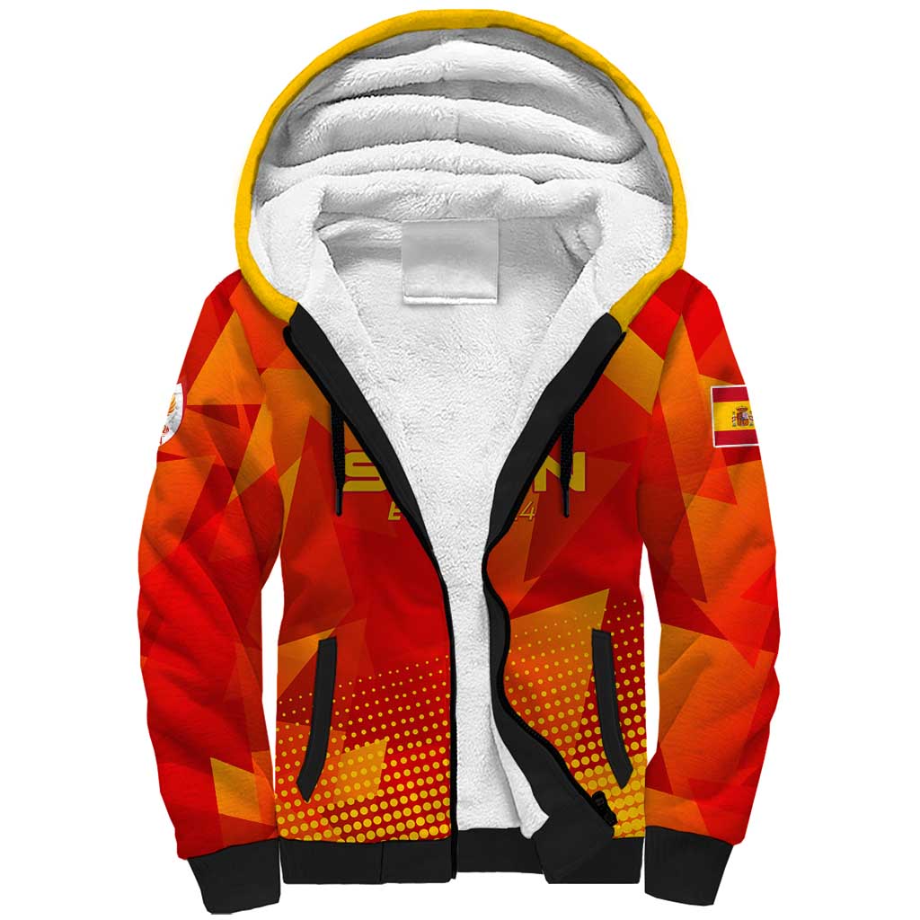 Personalized Spain Football 2024 Sherpa Hoodie Trophy Wing Style - Wonder Print Shop