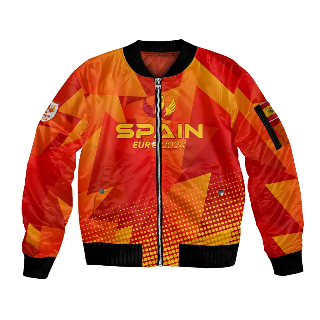 Personalized Spain Football 2024 Sleeve Zip Bomber Jacket Trophy Wing Style - Wonder Print Shop
