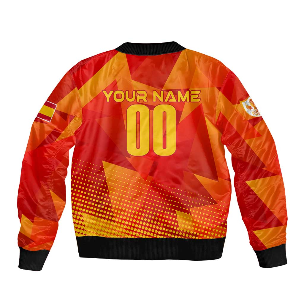 Personalized Spain Football 2024 Sleeve Zip Bomber Jacket Trophy Wing Style - Wonder Print Shop