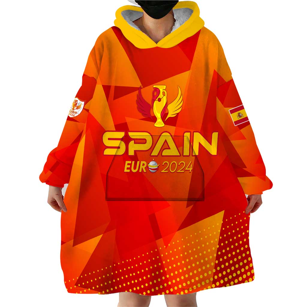 Personalized Spain Football 2024 Wearable Blanket Hoodie Trophy Wing Style - Wonder Print Shop