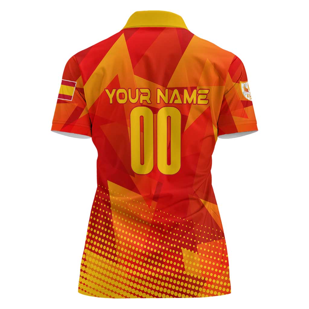 Personalized Spain Football 2024 Women Polo Shirt Trophy Wing Style - Wonder Print Shop