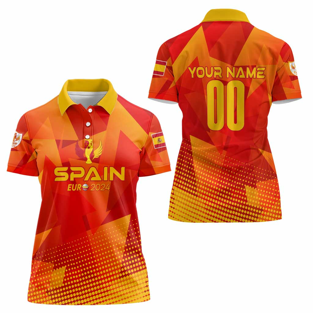 Personalized Spain Football 2024 Women Polo Shirt Trophy Wing Style - Wonder Print Shop