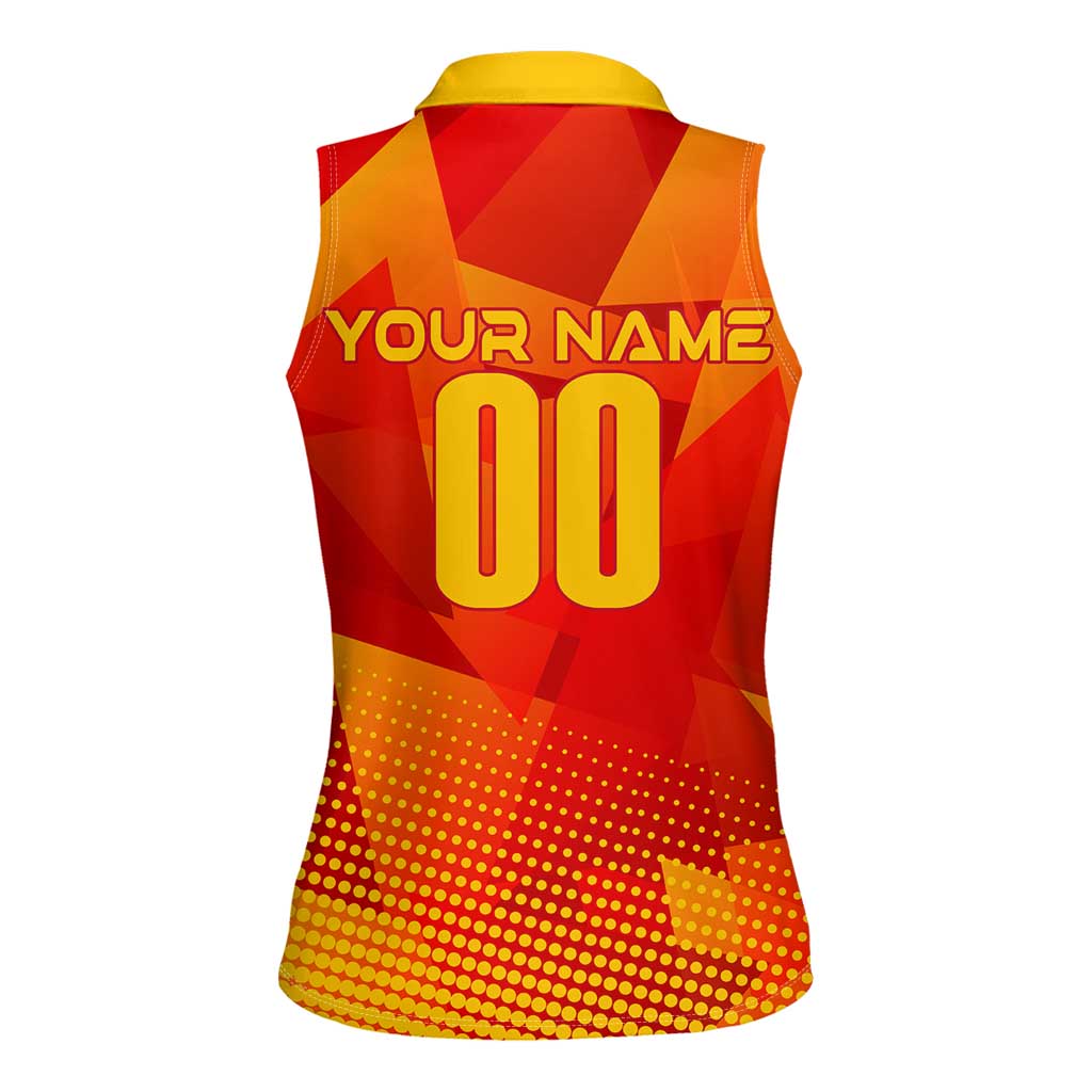 Personalized Spain Football 2024 Women Sleeveless Polo Shirt Trophy Wing Style - Wonder Print Shop