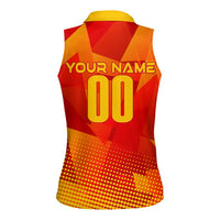 Personalized Spain Football 2024 Women Sleeveless Polo Shirt Trophy Wing Style - Wonder Print Shop
