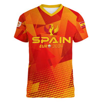Personalized Spain Football 2024 Women V-Neck T-Shirt Trophy Wing Style - Wonder Print Shop