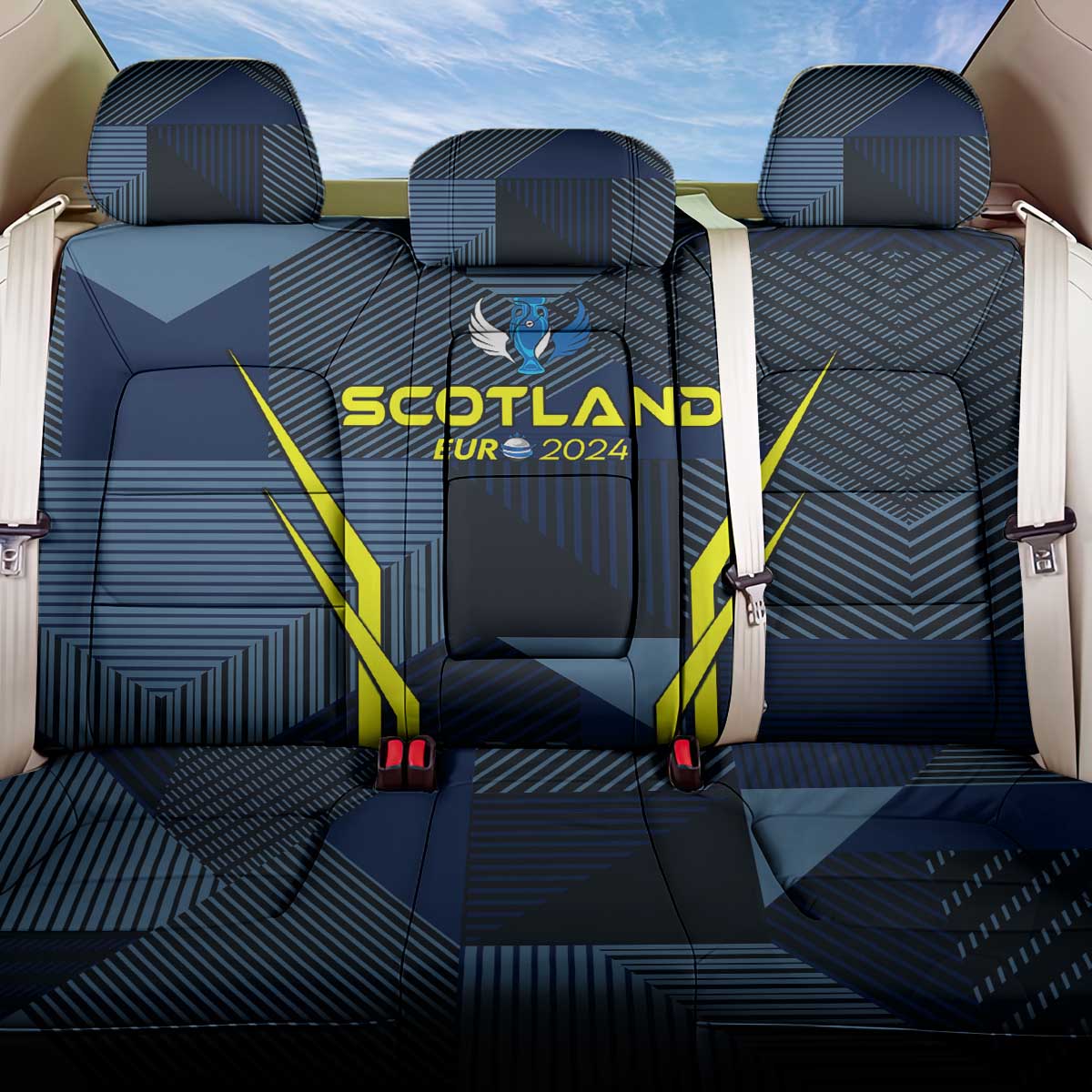 Scotland Football 2024 Back Car Seat Cover Trophy Wing Style - Wonder Print Shop