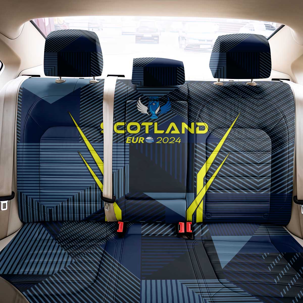 Scotland Football 2024 Back Car Seat Cover Trophy Wing Style - Wonder Print Shop