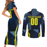 Personalized Scotland Football 2024 Couples Matching Short Sleeve Bodycon Dress and Long Sleeve Button Shirt Trophy Wing Style - Wonder Print Shop