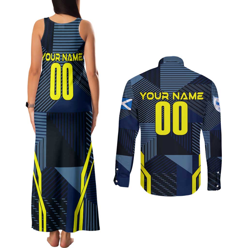Personalized Scotland Football 2024 Couples Matching Tank Maxi Dress and Long Sleeve Button Shirt Trophy Wing Style - Wonder Print Shop