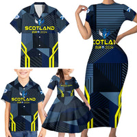 Personalized Scotland Football 2024 Family Matching Short Sleeve Bodycon Dress and Hawaiian Shirt Trophy Wing Style - Wonder Print Shop