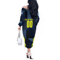 Personalized Scotland Football 2024 Off The Shoulder Long Sleeve Dress Trophy Wing Style - Wonder Print Shop