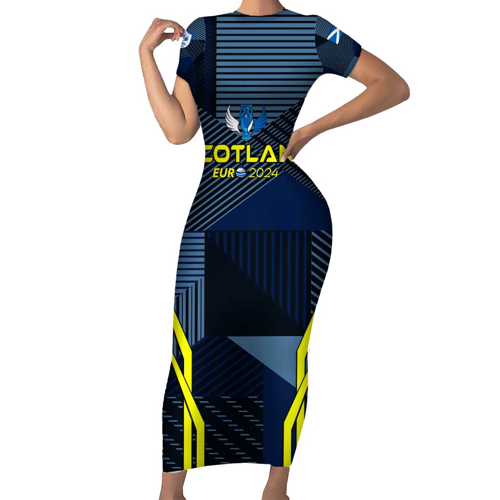 Personalized Scotland Football 2024 Short Sleeve Bodycon Dress Trophy Wing Style - Wonder Print Shop
