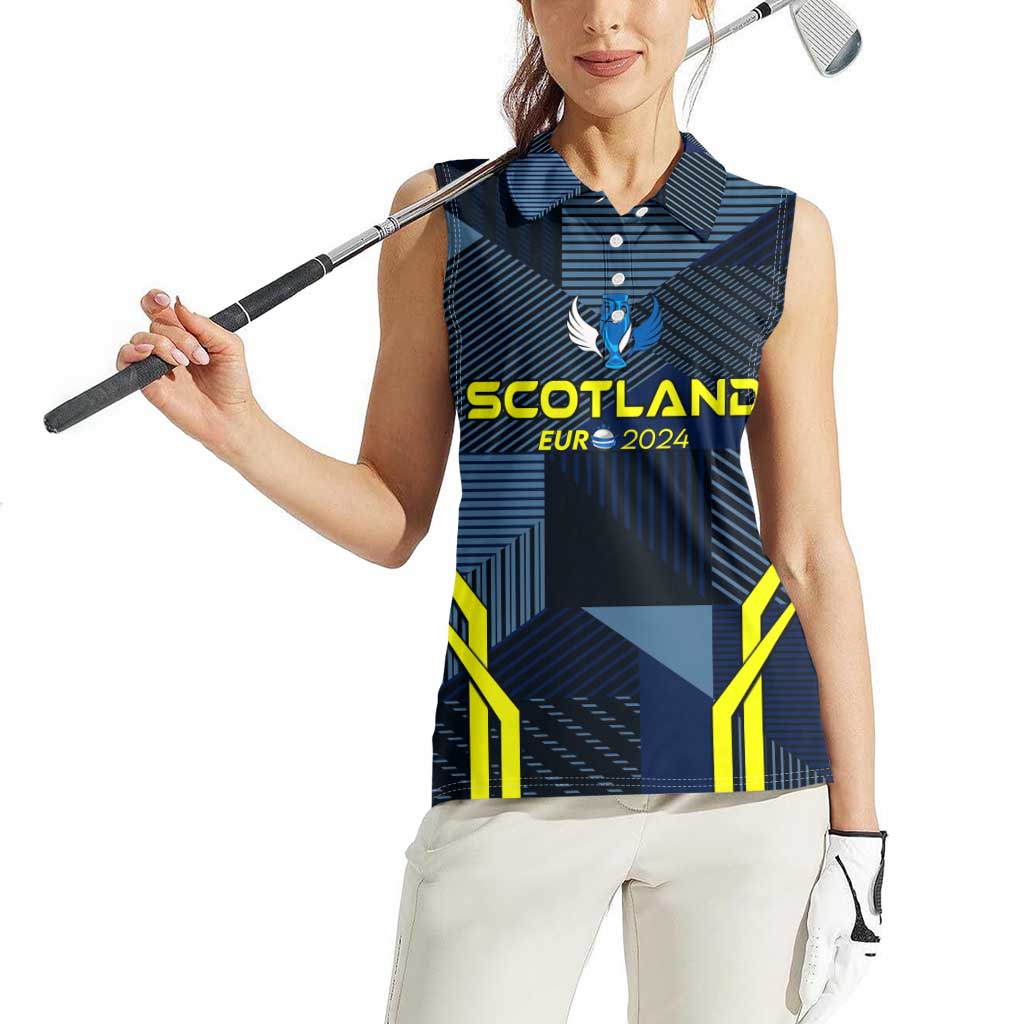 Personalized Scotland Football 2024 Women Sleeveless Polo Shirt Trophy Wing Style - Wonder Print Shop