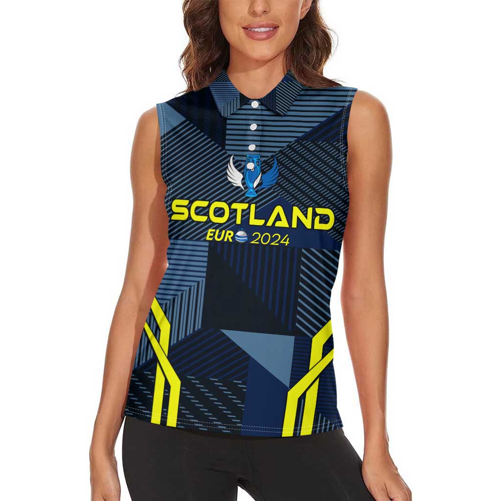 Personalized Scotland Football 2024 Women Sleeveless Polo Shirt Trophy Wing Style - Wonder Print Shop