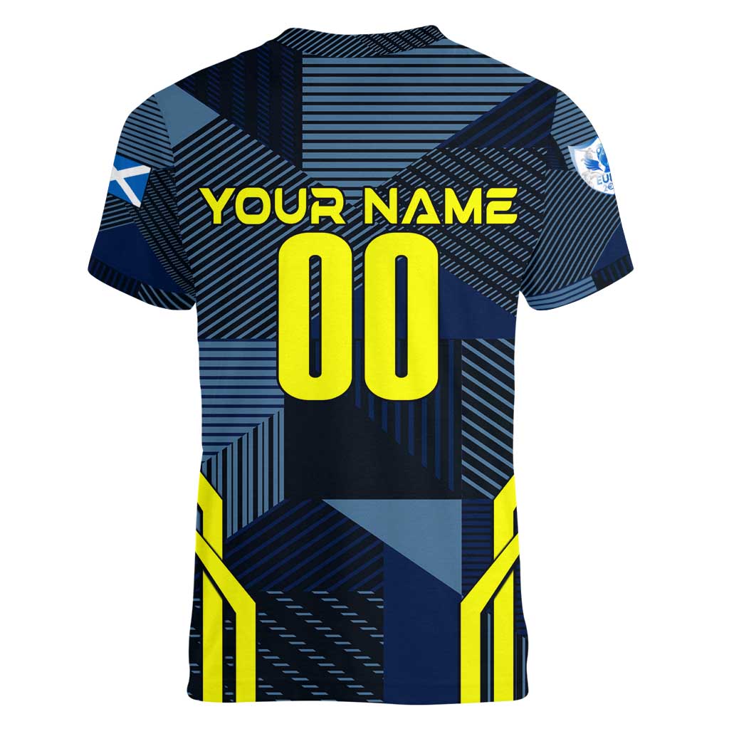 Personalized Scotland Football 2024 Women V-Neck T-Shirt Trophy Wing Style - Wonder Print Shop