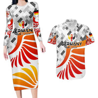 Personalized Germany Football 2024 Couples Matching Long Sleeve Bodycon Dress and Hawaiian Shirt Trophy Wing Style - Wonder Print Shop