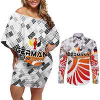 Personalized Germany Football 2024 Couples Matching Off Shoulder Short Dress and Long Sleeve Button Shirt Trophy Wing Style - Wonder Print Shop