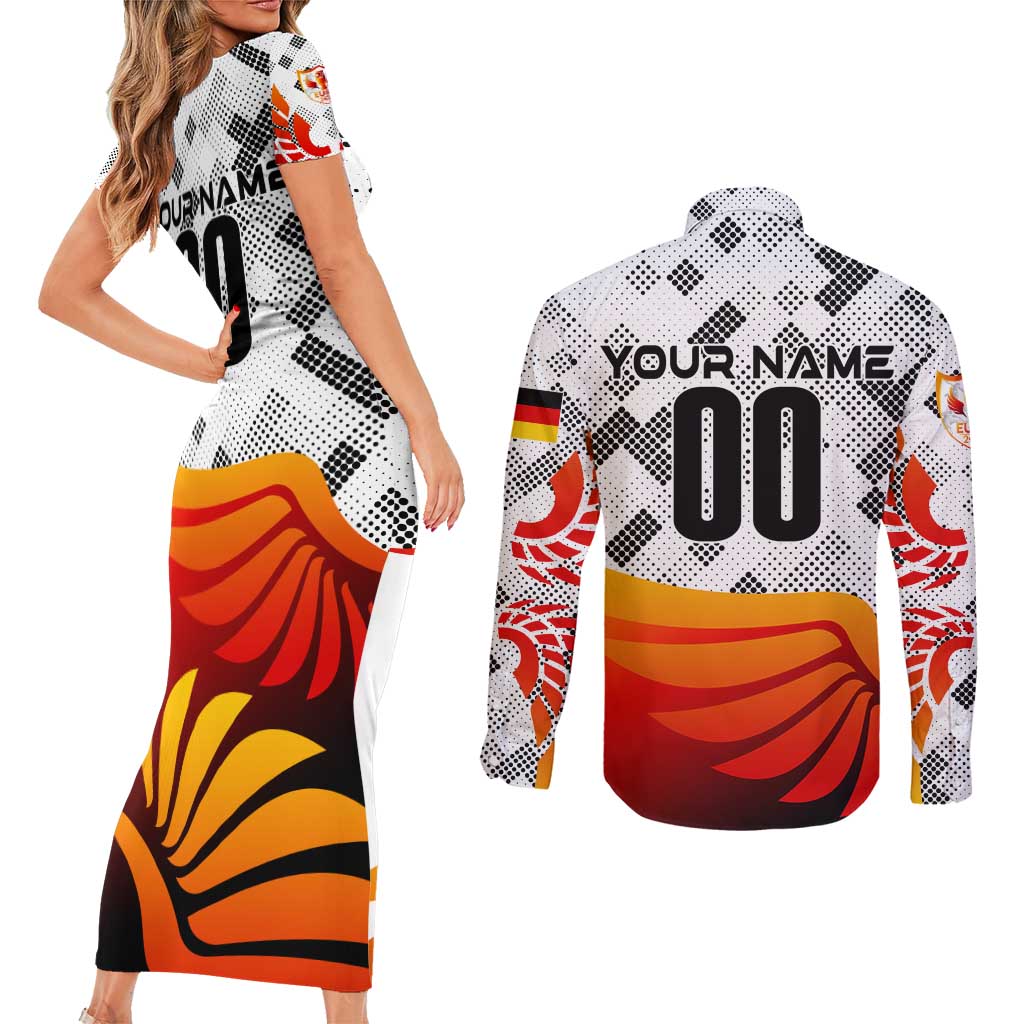 Personalized Germany Football 2024 Couples Matching Short Sleeve Bodycon Dress and Long Sleeve Button Shirt Trophy Wing Style - Wonder Print Shop