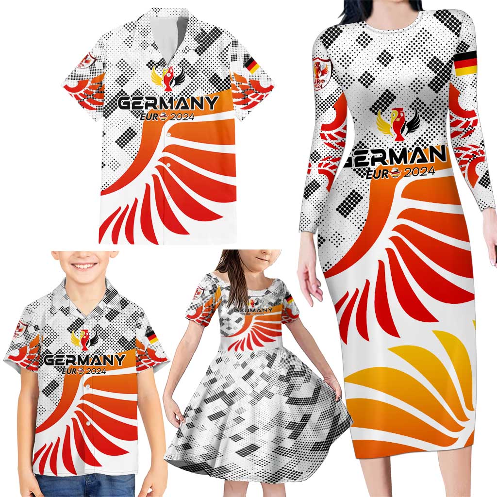 Personalized Germany Football 2024 Family Matching Long Sleeve Bodycon Dress and Hawaiian Shirt Trophy Wing Style - Wonder Print Shop