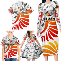 Personalized Germany Football 2024 Family Matching Long Sleeve Bodycon Dress and Hawaiian Shirt Trophy Wing Style - Wonder Print Shop