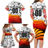 Personalized Germany Football 2024 Family Matching Long Sleeve Bodycon Dress and Hawaiian Shirt Trophy Wing Style - Wonder Print Shop
