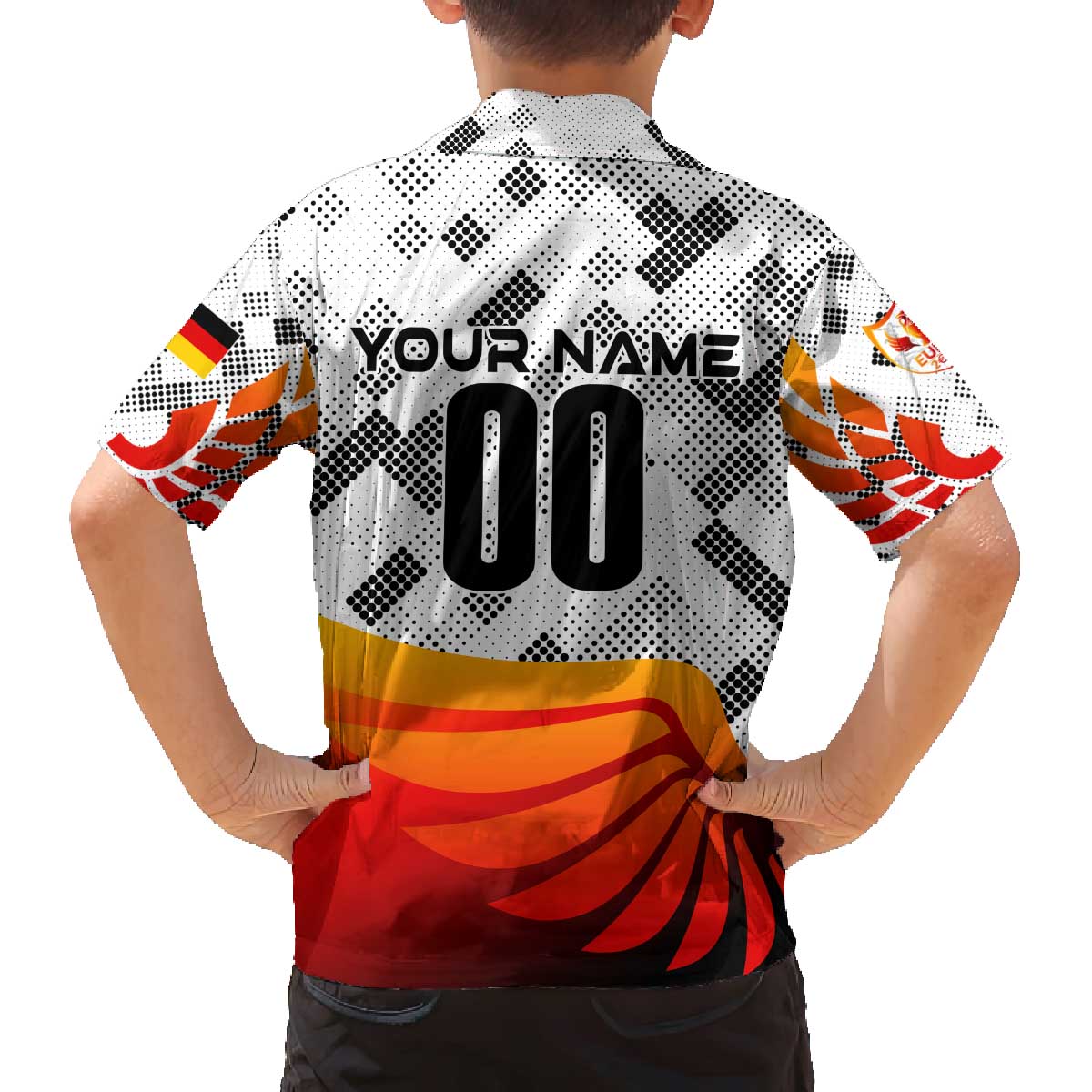 Personalized Germany Football 2024 Family Matching Off The Shoulder Long Sleeve Dress and Hawaiian Shirt Trophy Wing Style - Wonder Print Shop