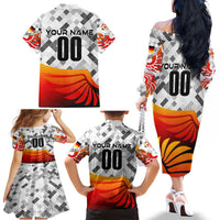 Personalized Germany Football 2024 Family Matching Off The Shoulder Long Sleeve Dress and Hawaiian Shirt Trophy Wing Style - Wonder Print Shop