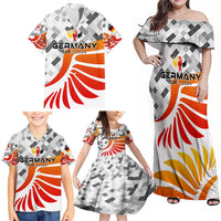 Personalized Germany Football 2024 Family Matching Off Shoulder Maxi Dress and Hawaiian Shirt Trophy Wing Style - Wonder Print Shop