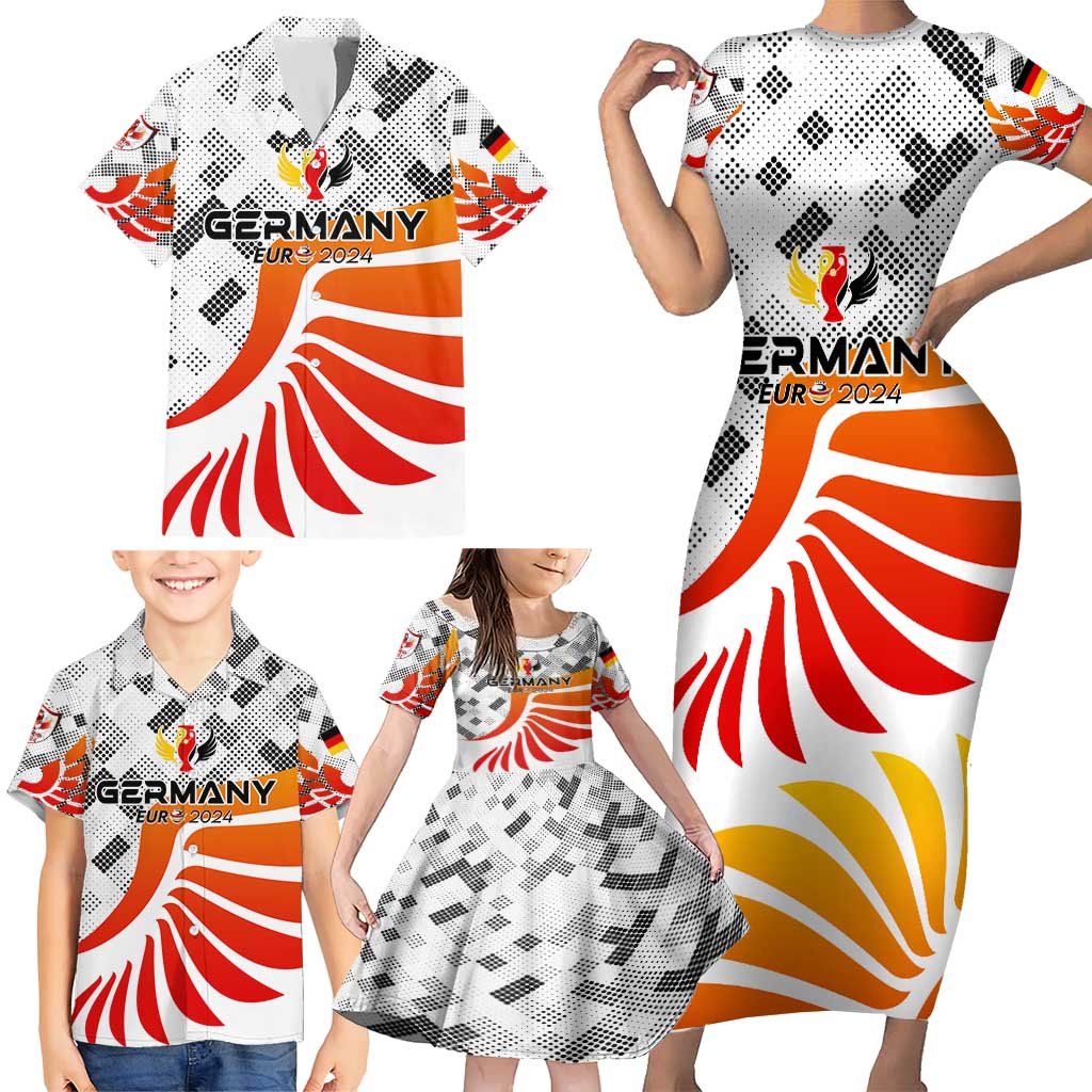 Personalized Germany Football 2024 Family Matching Short Sleeve Bodycon Dress and Hawaiian Shirt Trophy Wing Style - Wonder Print Shop