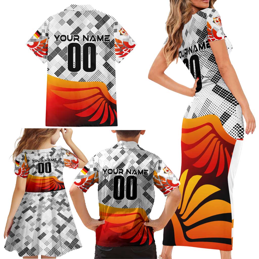 Personalized Germany Football 2024 Family Matching Short Sleeve Bodycon Dress and Hawaiian Shirt Trophy Wing Style - Wonder Print Shop