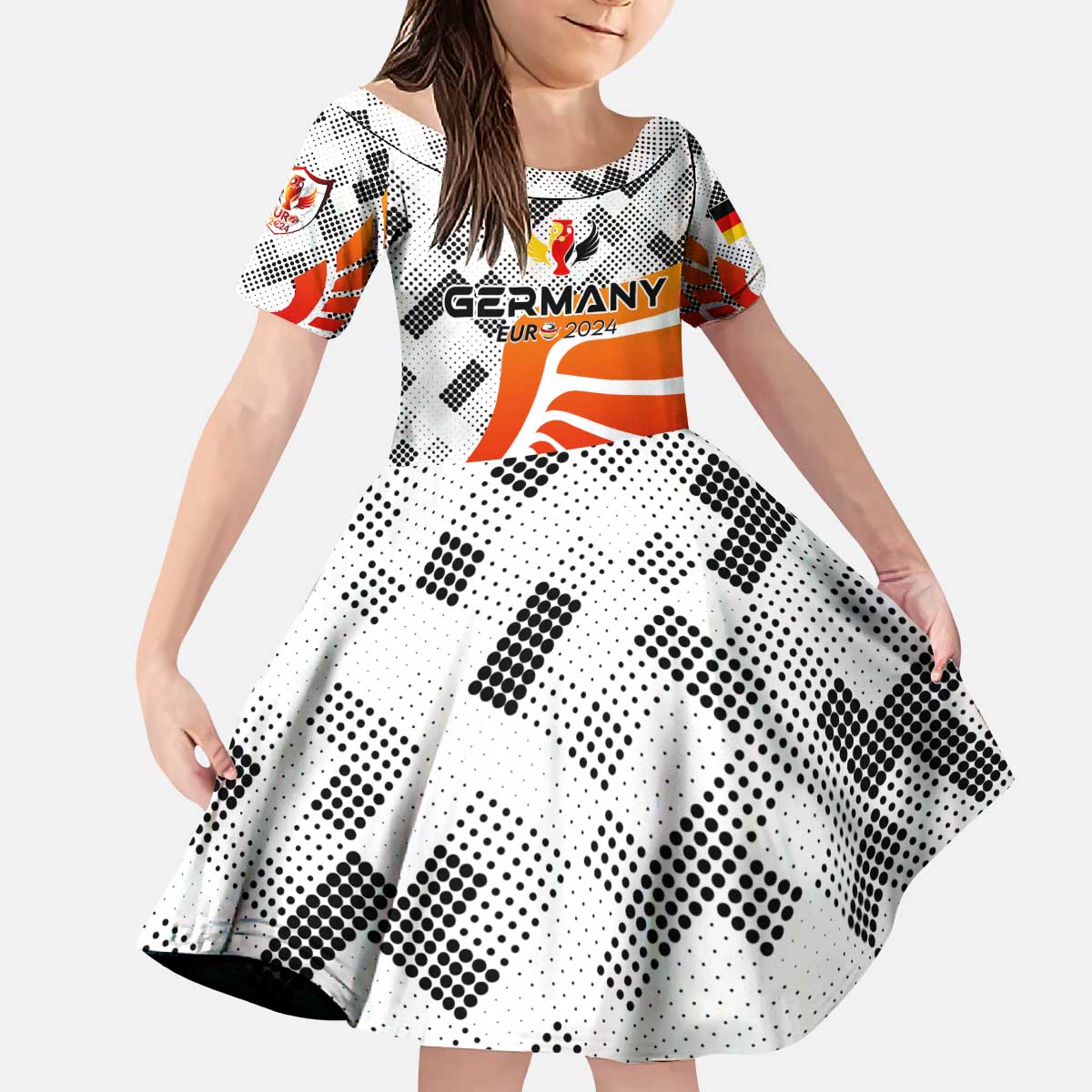 Personalized Germany Football 2024 Kid Short Sleeve Dress Trophy Wing Style - Wonder Print Shop