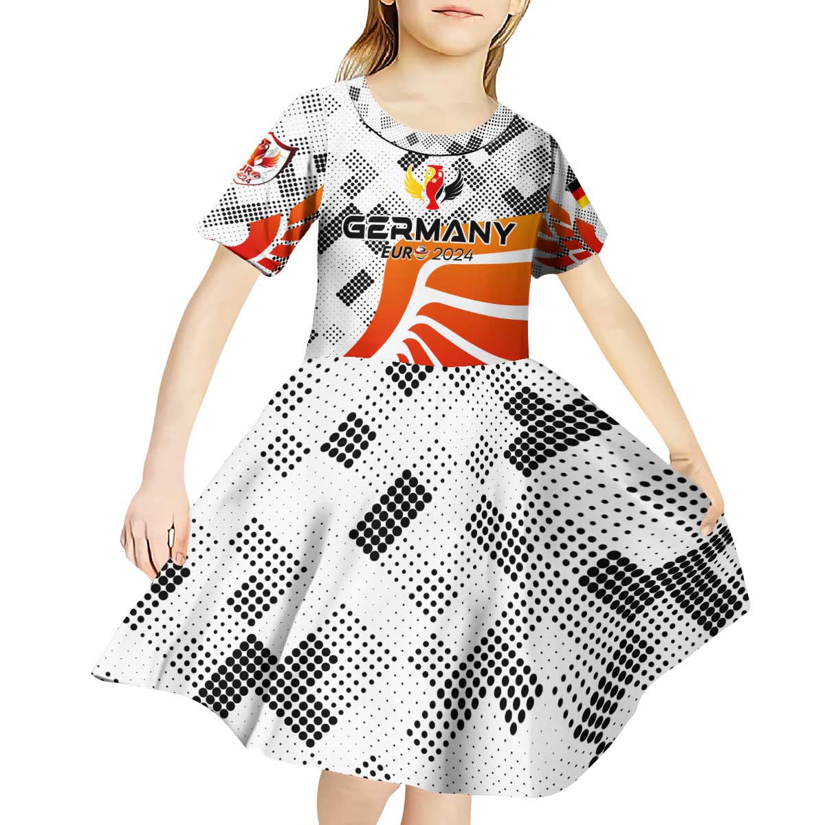 Personalized Germany Football 2024 Kid Short Sleeve Dress Trophy Wing Style - Wonder Print Shop