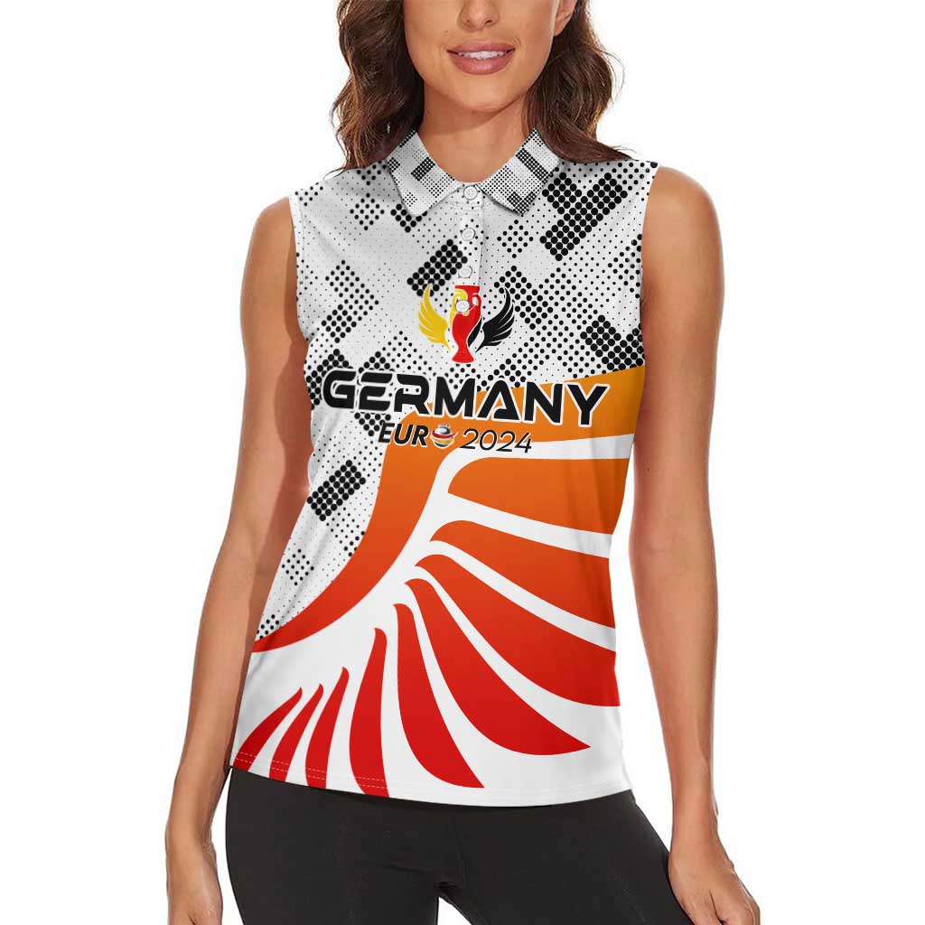 Personalized Germany Football 2024 Women Sleeveless Polo Shirt Trophy Wing Style - Wonder Print Shop